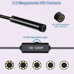 Cámara Endoscópica Impermeable de 8mm con 8 Luces LED M50 - 15m