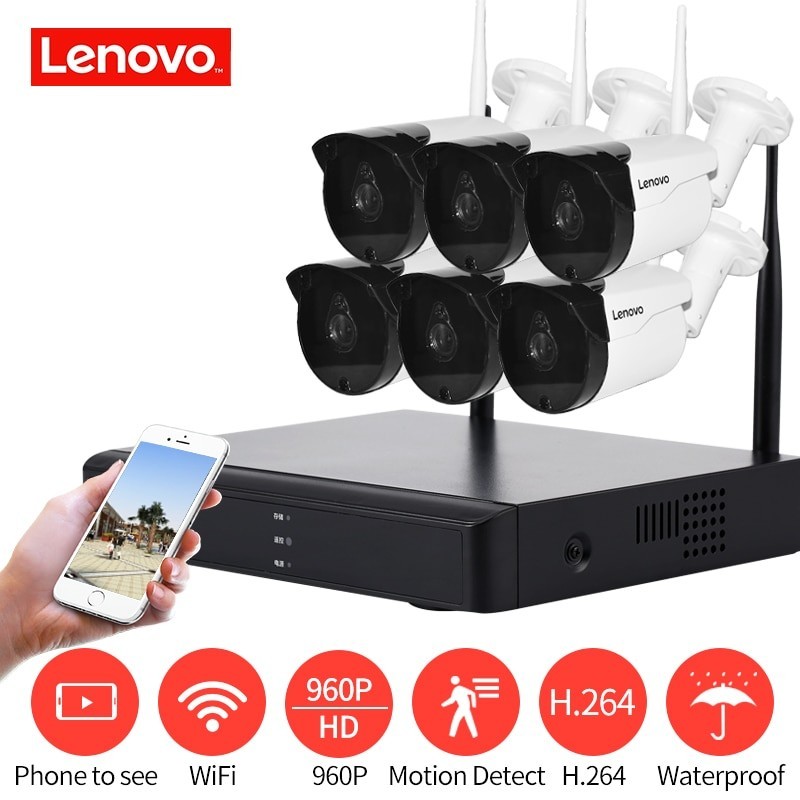 LENOVO 6CH Array HD sistema de cámara de seguridad inalámbrica DVR Kit 960 P WiFi
