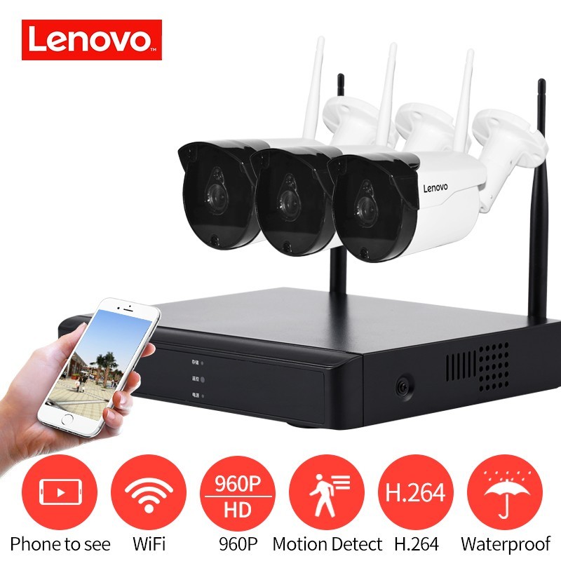 Sistema de Vigilancia de monitoreo inalámbrico Lenovo 960 p HD MP - HDMI AHD CCTV DVR 3CH Cámara WIFi